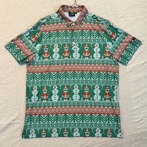 Sunday Swagger Christmas Sweater Golf Polo Mens Large Green Holiday Shirt